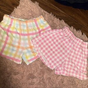 Girls Colorful Plaid and Pink Gingham Shorts Set